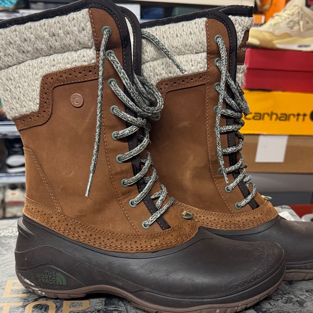 The North Face Brown and Black Snow Boots